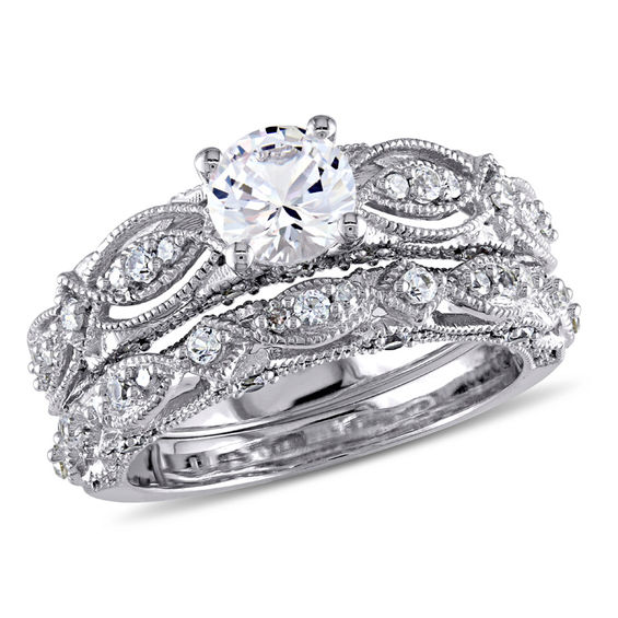 1.35 ct Round Cut White Sapphire Promise Bridal Wedding Ring 14k Rose White Gold 