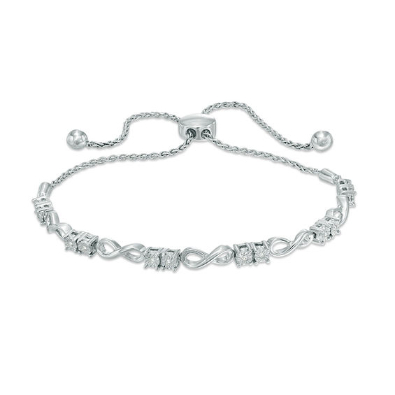 Diamond Accent Infinity Bolo Bracelet In Sterling Silver 9 5 Diamond Accent Infinity Bolo Bracelet In Sterling Silver 9 5