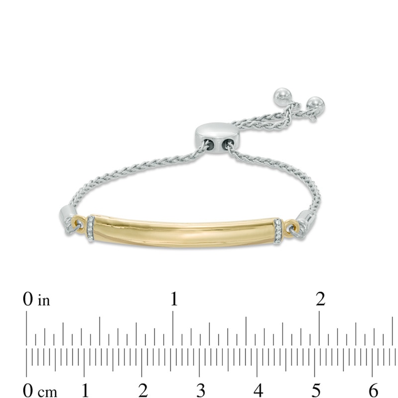 Diamond Accent Bar Bolo Bracelet in Sterling Silver with 14K Gold Plate - 8.5