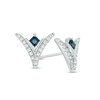 Thumbnail Image 1 of Vera Wang Love Collection 1/5 CT. T.W. Diamond and Blue Sapphire "V"-Shaped Stud Earrings in Sterling Silver