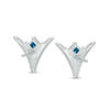 Thumbnail Image 2 of Vera Wang Love Collection 1/5 CT. T.W. Diamond and Blue Sapphire "V"-Shaped Stud Earrings in Sterling Silver