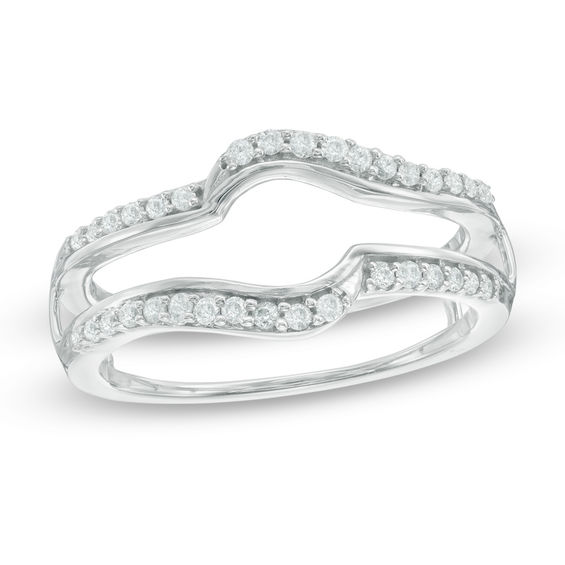 1/5 CT. T.W. Diamond Bypass Solitaire Enhancer in 10K White Gold