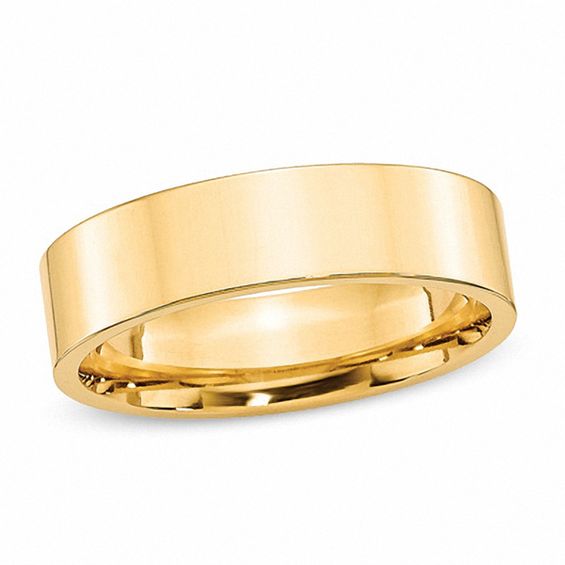 Men's 6.0mm Flat SquareEdged Comfort Fit Wedding Band in 14K Gold