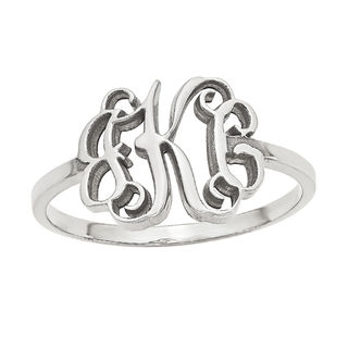 Scroll Monogram Ring in 10K White Gold (3 Initials) | Personalized Rings | Create Your Own | Zales