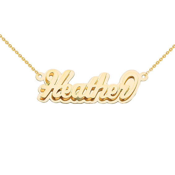 Stacked Script Name Necklace in 10K Gold (29 Characters) Name