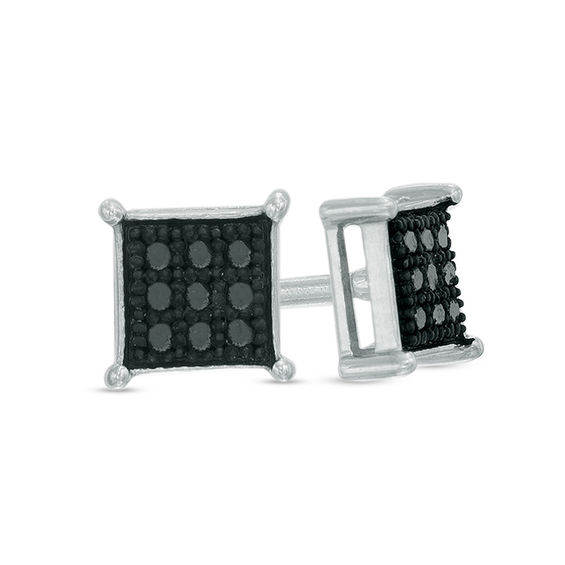 Enhanced Black Diamond Accent Square Composite Stud Earrings In 10k Enhanced Black Diamond Accent Square Composite Stud Earrings In 10k White Gold