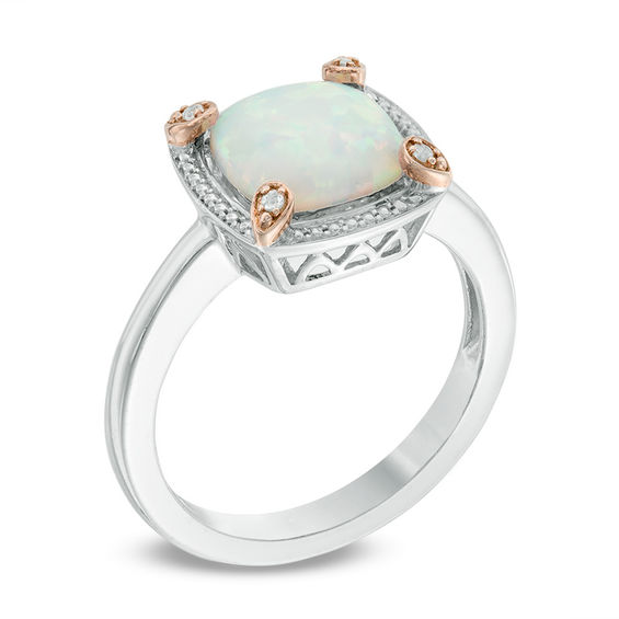 CushionCut LabCreated Opal and White Sapphire Frame Pendant, Earrings