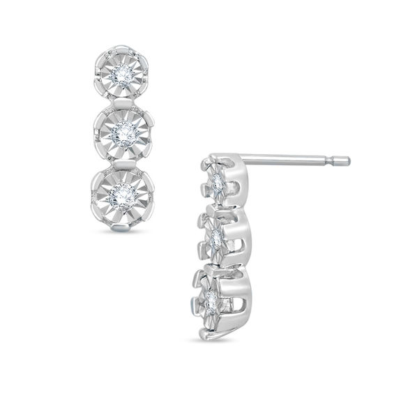 1/8 CT. T.W. Diamond Three Stone Earrings in 10K White Gold Diamond