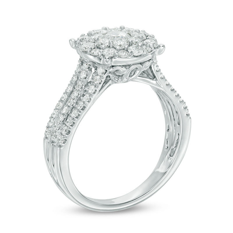 1-1/5 CT. T.W. Diamond Double Frame Engagement Ring in 14K White Gold