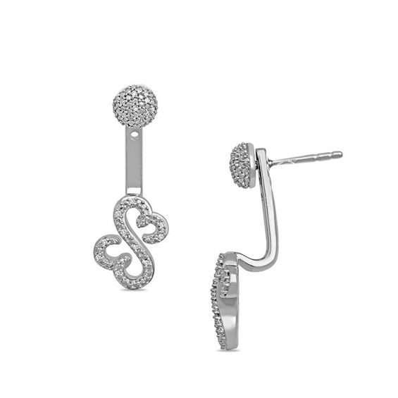 Open Hearts By Jane Seymour Diamond Accent Front Back Earrings In Open Hearts By Jane Seymour Diamond Accent Front Back Earrings In Sterling Silver