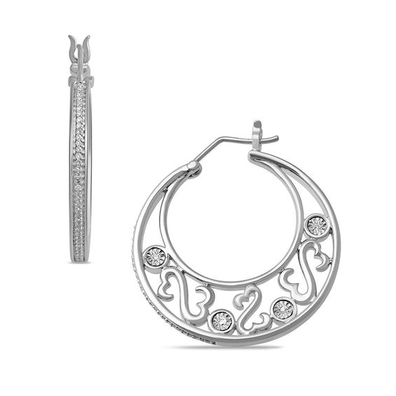 Open Hearts By Jane Seymour 1 8 Ct T W Diamond Hoop Earrings In Open Hearts By Jane Seymour 1 8 Ct T W Diamond Hoop Earrings In