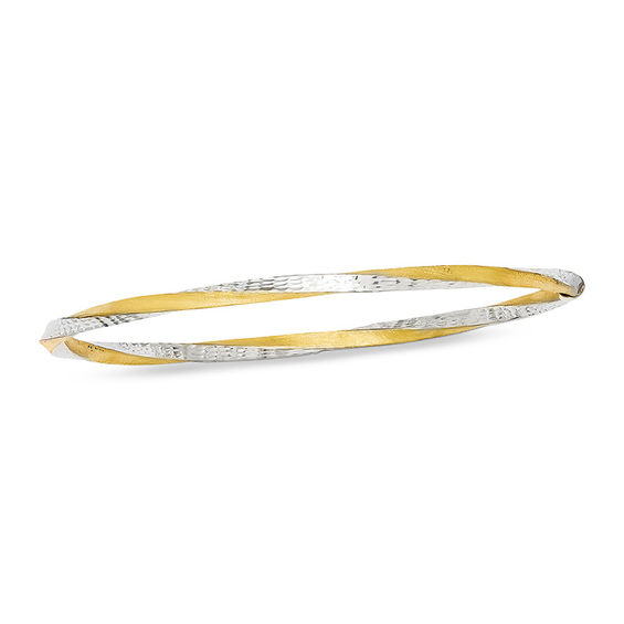 3.0mm DiamondCut Twist SlipOn Bangle in 14K TwoTone Gold 8.0" View All Bracelets
