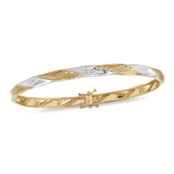 5.0mm DiamondCut Flexible Bangle in 14K TwoTone Gold 8.0" View