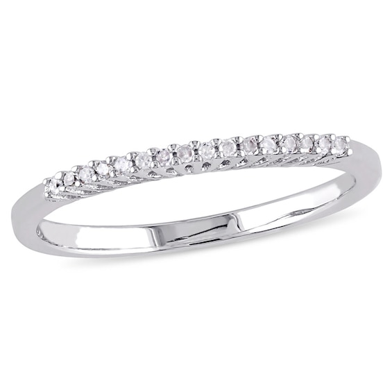 Sterling Silver Womens Baguette Diamond Wedding Anniversary Band Ring 1/6 Cttw 