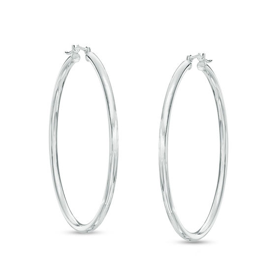 2 0 X 40mm Hoop Earrings In 14k White Gold 2 0 X 40mm Hoop Earrings In 14k White Gold