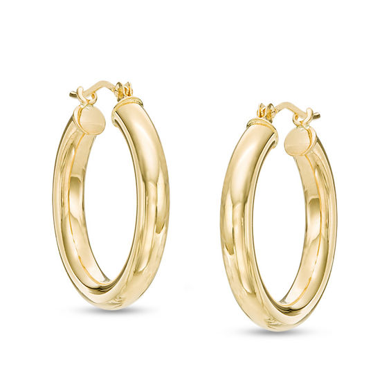 14K Solid Gold Women's Minimalist Hoop Earrings 14k Geometric Shape Earrings 20 mm Diameter