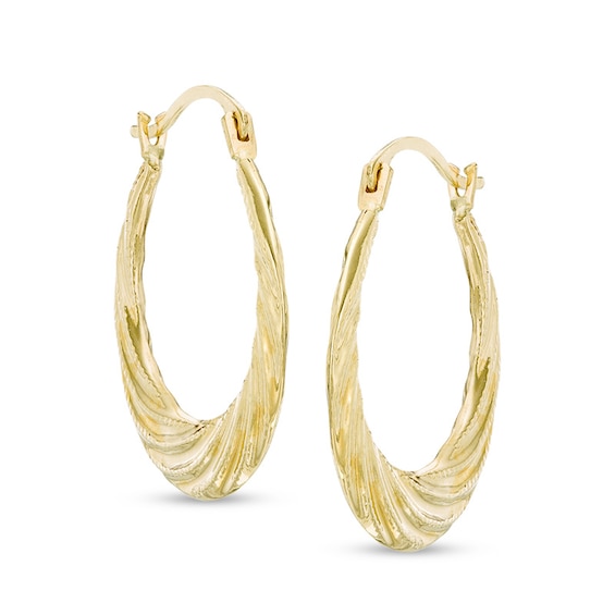 Awesome 9K Yellow Gold Filled Frost Textured 2" Round Hoop Earrings 