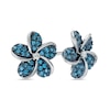 Thumbnail Image 0 of 1/3 CT. T.W. Enhanced Blue and White Diamond Pinwheel Flower Stud Earrings in Sterling Silver