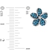 Thumbnail Image 1 of 1/3 CT. T.W. Enhanced Blue and White Diamond Pinwheel Flower Stud Earrings in Sterling Silver