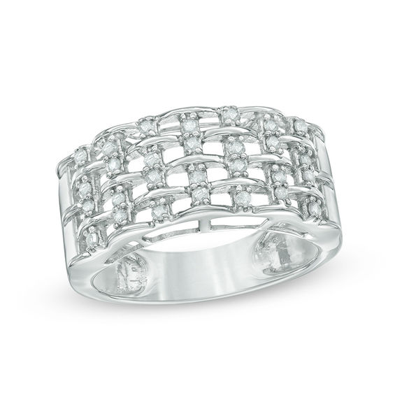 1/3 CT. T.W. Diamond Open Basket Weave Ring in Sterling Silver Silver
