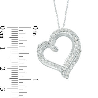 1 CT. T.W. Diamond Double Edge Heart Pendant in 10K White Gold | Gold