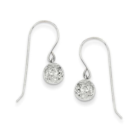 6.0mm DiamondCut Ball Drop Earrings in 14K White Gold Online