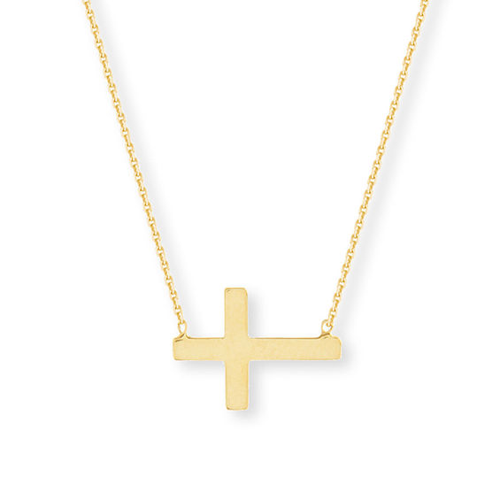 Sideways Cross Necklace in 14K Gold Cross Necklaces Necklaces Zales