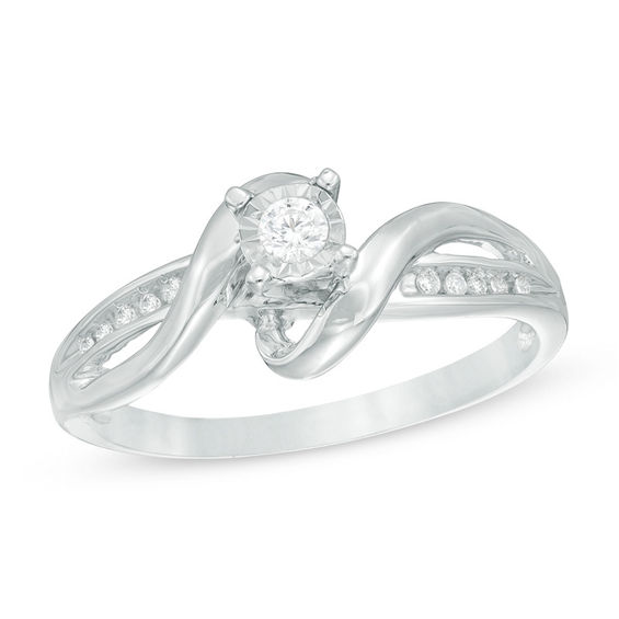1/8 CT. T.W. Diamond Twist Promise Ring in Sterling Silver Promise