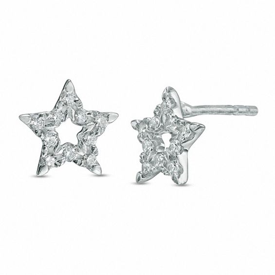1 4 Ct T W Diamond Open Star Stud Earrings In 10k White Gold T W Diamond Open Star Stud Earrings In 10k White Gold