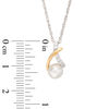 Thumbnail Image 1 of Cultured Freshwater Pearl and Lab-Created White Sapphire Pendant and Earring Set in Sterling Silver with 14K Gold Plate