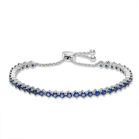 labcreated blue and white sapphire bolo bracelet in