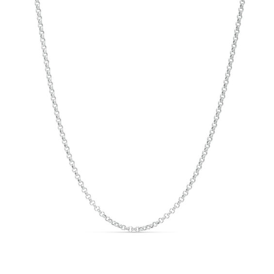 American Set Co 14k White Gold 2.2mm Double Link Hollow Rope Chain Necklace with Lobster Claw Clasp