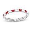 Thumbnail Image 0 of Stackable Expressions™ 2.5mm Red and White Enamel Alternating Hearts Ring in Sterling Silver