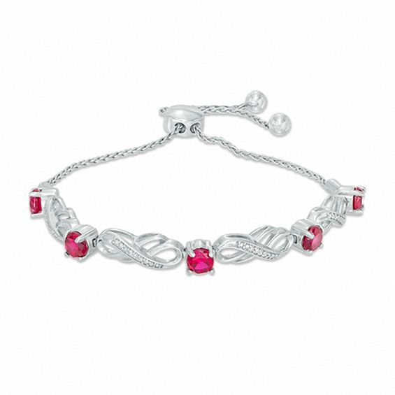 4.5mm LabCreated Ruby and Diamond Accent Five Stone Infinity Bolo