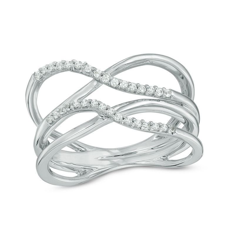 Lab-Created White Sapphire Double Orbit Ring in Sterling Silver