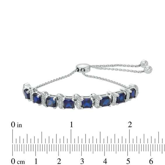 5.0mm LabCreated Blue Sapphire and Diamond Accent Bolo Bracelet in