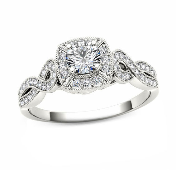 Vintage Retro Engagement Wedding Antique Ring 14K White Gold Over 2.8 Ct Diamond 