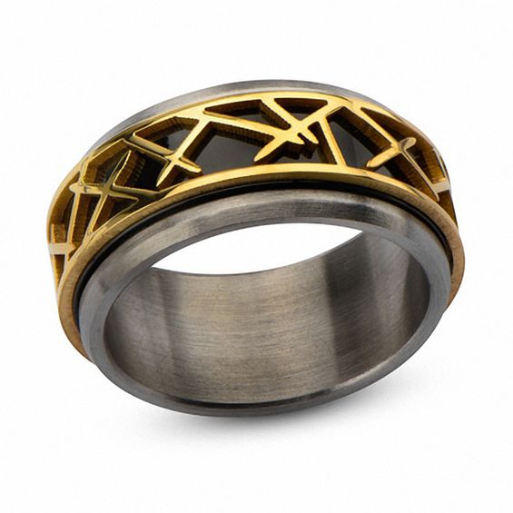 Men's 9.5mm Thorn Spinner Band in TriTone Stainless Steel TriTone