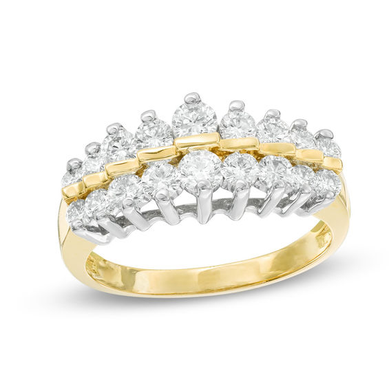 1 CT. T.W. Diamond Two Row Anniversary Ring in 14K Gold Anniversary