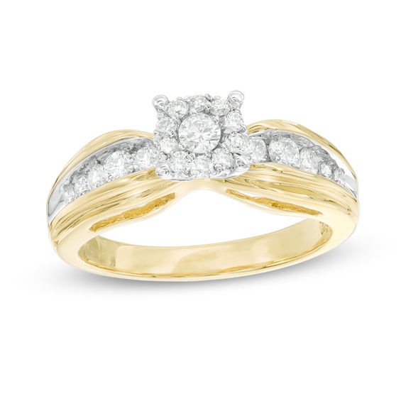 1/2 CT. T.W. Diamond Frame Engagement Ring in 14K Gold Engagement