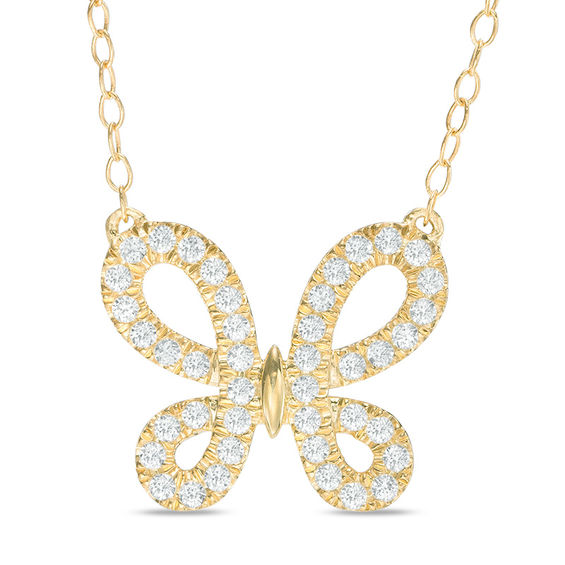 1/2 CT. T.W. Diamond Butterfly Necklace in 14K Gold Diamond Necklaces