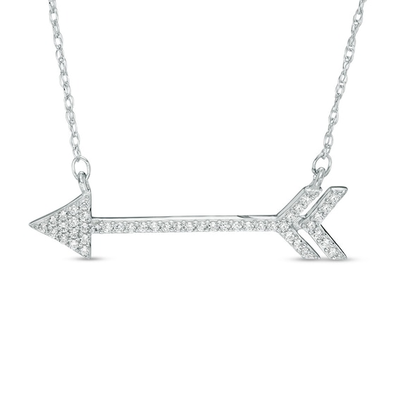 Heart & Arrow Necklace with Diamonds in Sterling Silver 