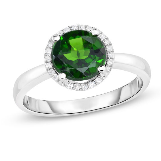 size 10 Lovely RING with Russian Diopside /& Clear Zircon