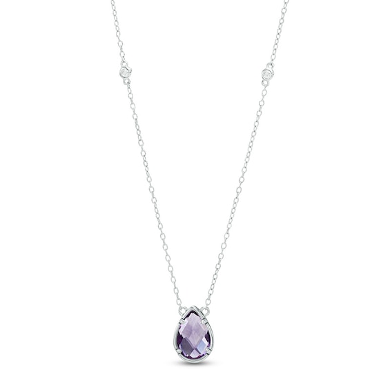 Johareez 4.57 cts Amethyst & White Topaz .925 Sterling Silver Rhodium Plated Pendant for Women 