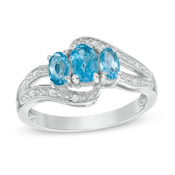 Ice Gems Sterling Silver Created Ruby and White Topaz Oval Three Stone Ring Ice Gems Sterling Silver Created Ruby and White Topaz Oval Three Stone Ring