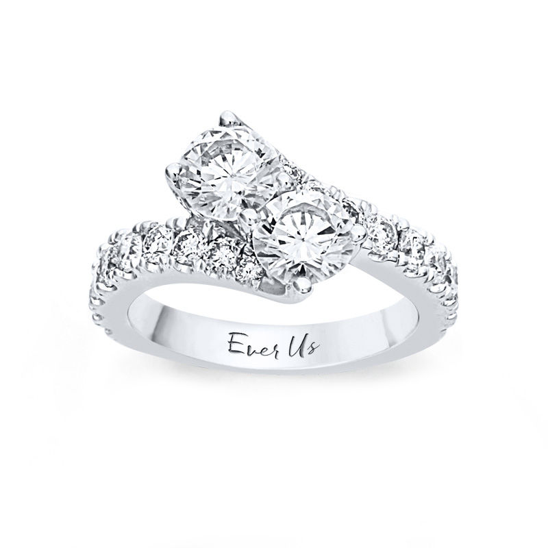 Ever Us® 3 CT. T.W. Two-Stone Diamond Bypass Ring in 14K White Gold