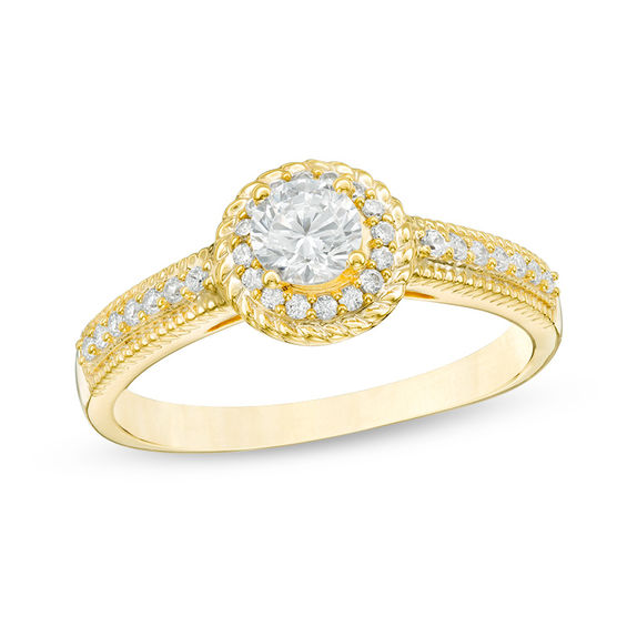 1/2 CT. T.W. Diamond Rope Frame Engagement Ring in 10K Gold