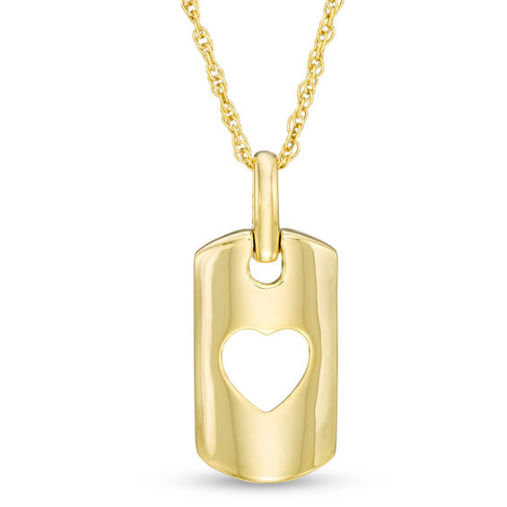 Cutout Heart Dog Tag Pendant in 10K 