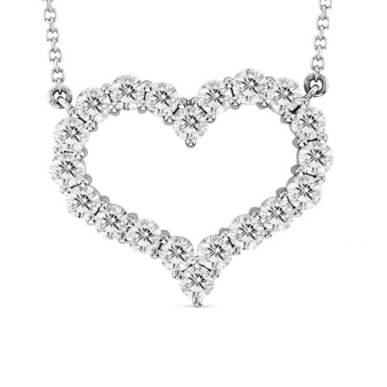 1 CT. T.W. Diamond Heart Necklace in 14K White Gold Heart Necklaces