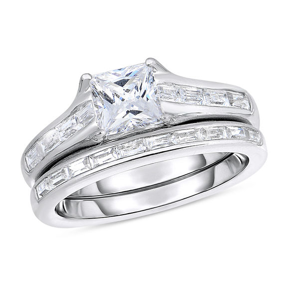 2 CT. T.W. PrincessCut Diamond Bridal Set in 14K White Gold Bridal